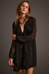 Alice Black Chiffon Mini Dress