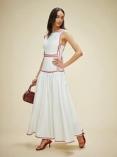 Updated | Lightweight Cotton Contrast Trim Dress with Back Tie
