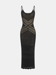 Crisscross Hollow Knit Slip Maxi Dress