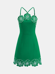 Cotton Floral Embroidered Cami Mini Dress