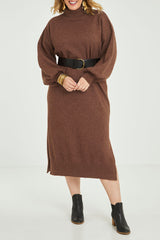 Cool Order Balloon Sleeve Dress - Rust