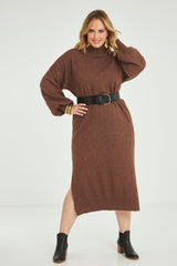Cool Order Balloon Sleeve Dress - Rust