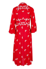 Dancing With Birds Midi Dress - Scarlet