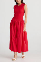 Daphne Cotton Blend Dress - Chilli