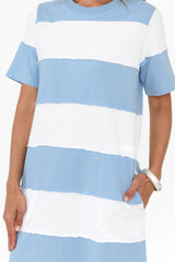 Bold Blue Stripe Cotton Tee Dress