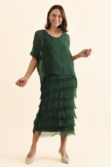 Britt Green Silk Layer Dress