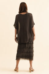 Britt Chocolate Silk Layer Dress