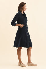Bronwyn Navy Corduroy Button Dress