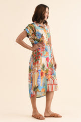 Chiya Blue Fruity Pocket Shirt Dress