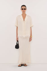 ANDREA SANDSTONE CUPRO LACE MIDI SKIRT