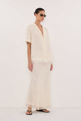 ANDREA SANDSTONE CUPRO LACE MIDI SKIRT