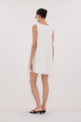 ANNABEL WHITE SLEEVELESS V NECK MINI DRESS