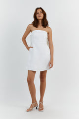 AISLE WHITE LINEN BACK BOW DRESS