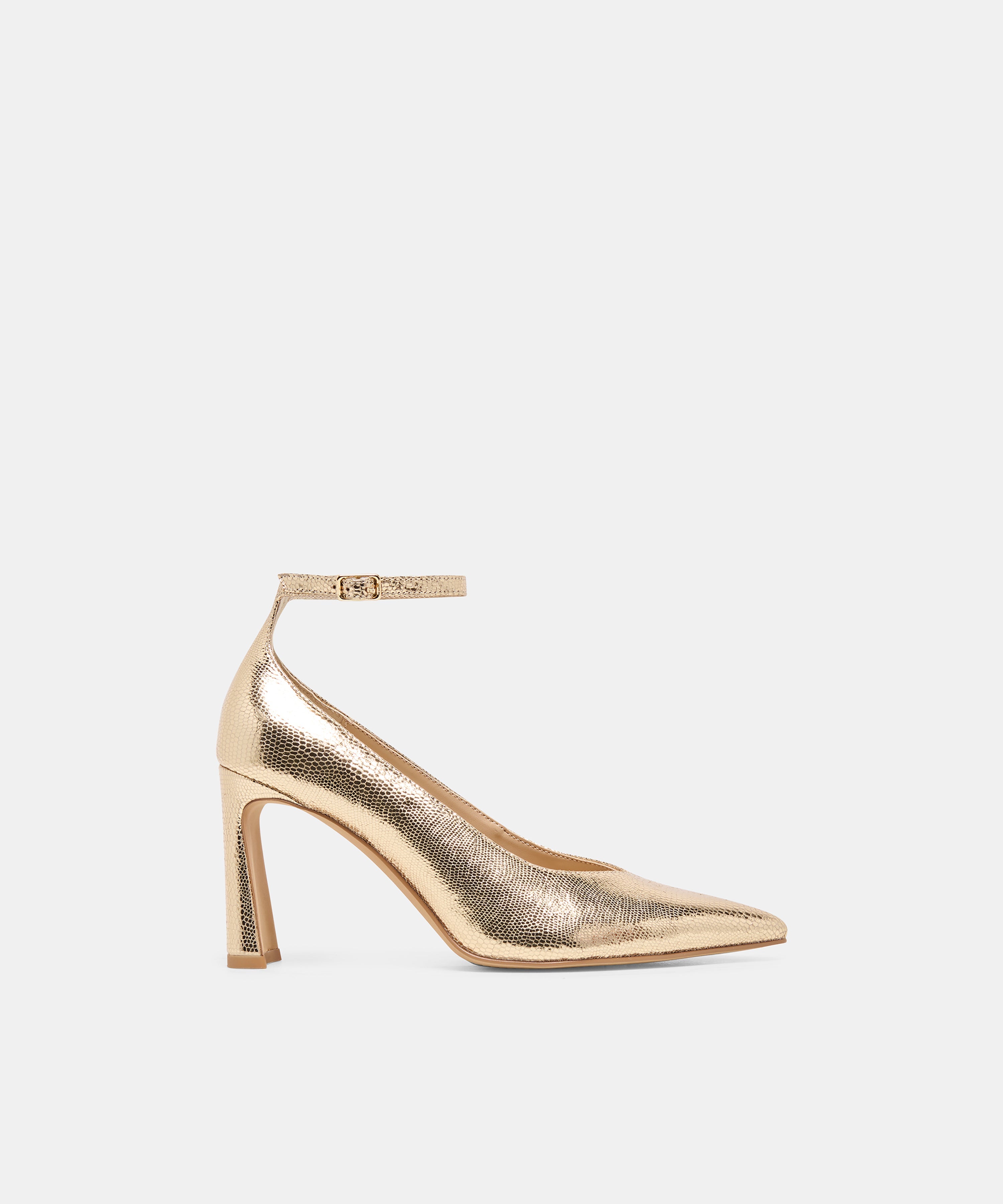 KARSIN HEELS GOLD EMBOSSED LEATHER