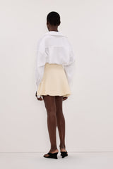 ALEA STRAW LINEN FLOUNCE MINI SKIRT