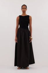 ALEXANDRA BLACK HYBRID MIDI DRESS