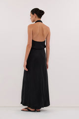 ADELE BLACK CUPRO MIDI DRESS