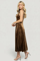 Annika Velvet Midi Dress | Bronze