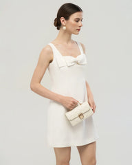 40 Momme Silk Bow Neck Mini Dress