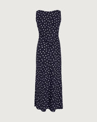 Polka Dot Silk Bias Cut Midi Dress with Cowl Back