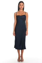 Noir Silk Lace-Inset Slip Dress Navy