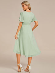ever EDEN|Flowy Chiffon Round Neckline A-Line Knee Length Bridesmaid Dress
