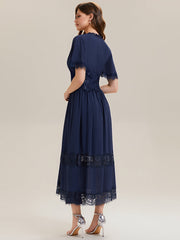Cut-Out Detail Chiffon Ruffle Sleeve Wedding Guest Dress