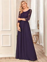 ever FAUN|Lace Chiffon Maxi Evening Dress with Half Sleeve