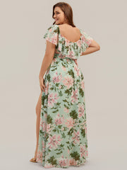 ever ÉMILE|Plus Size Off the Shoulder Formal Bridesmaid Dress with Thigh Split