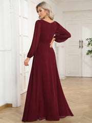 ever CELESTE|Long Sleeve Chiffon A-Line Empire Waist Formal Dress