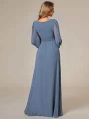 ever CELESTE|Long Sleeve Chiffon A-Line Empire Waist Formal Dress