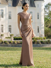 Bodycon Satin Cap Sleeve Bridesmaid Dress