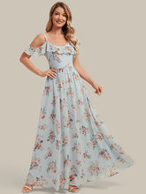 ever AIDA|Cold Shoulder Chiffon Ruffle Sleeve Bridesmaid Dress