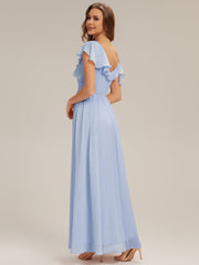 ever AIDA|Cold Shoulder Chiffon Ruffle Sleeve Bridesmaid Dress
