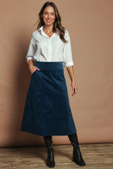 Amy Cord Midi Skirt - Teal