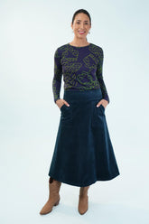 Amy Midi Cord Skirt – Blueink