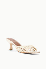 Brigitte Leather Mule | Cream Woven
