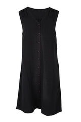 Anara Linen Blend Dress - Black