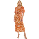 Sleeveless Maxi Dress With Separate Front Tie Shrug In Clay/Rust/Ivory
