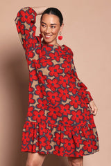 Cotton Frill Hem Dress - Poppy