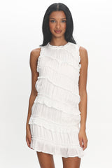Something About Ava Tiered Ruffle Mini Dress Off White