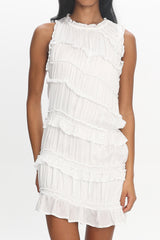 Something About Ava Tiered Ruffle Mini Dress Off White