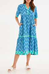 Chevron Midi Dress - Ocean