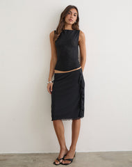Asiki Midi Skirt in Mesh Black