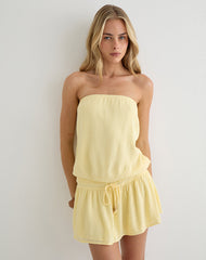 Moka Mini Dress in Crinkle Butter Yellow