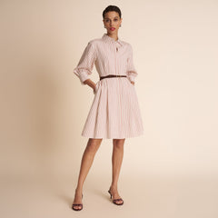 Marla Vacation Dress - Striped Dobby :: Ivory/Melon
