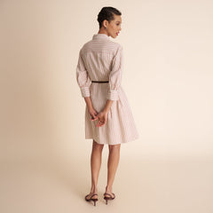 Marla Vacation Dress - Striped Dobby :: Ivory/Melon