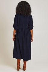 Corduroy Collar Dress - Navy