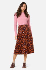 Donna Flower Corduroy Skirt