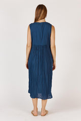 Andaman Cotton Midi Dress - Navy